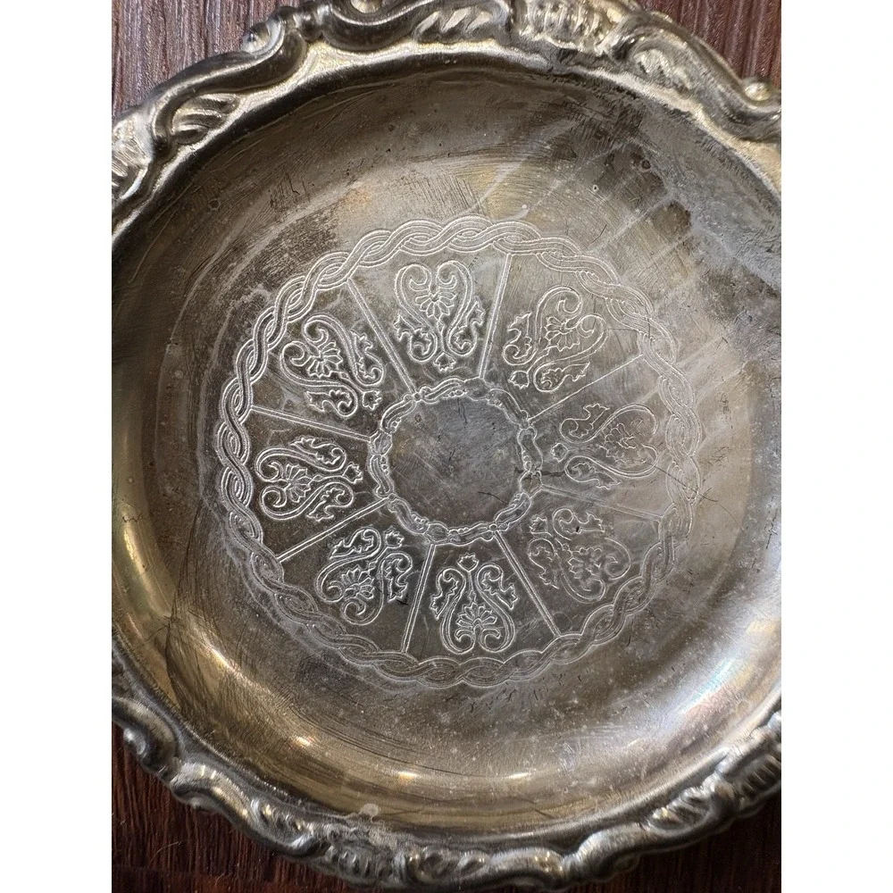 Vintage Silver Plated Coaster 4 Inch Diameter Made In Italy Set Of 2